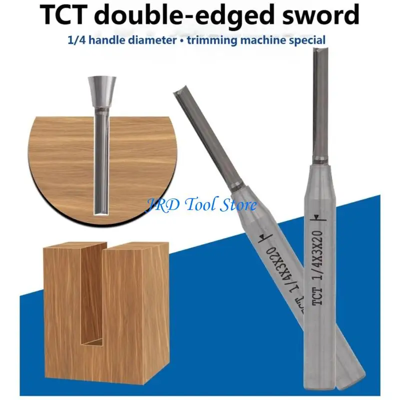 A2UD 1/4Shank Double Flute Straight Grooving Bit Straight Router Bit for Trimmers