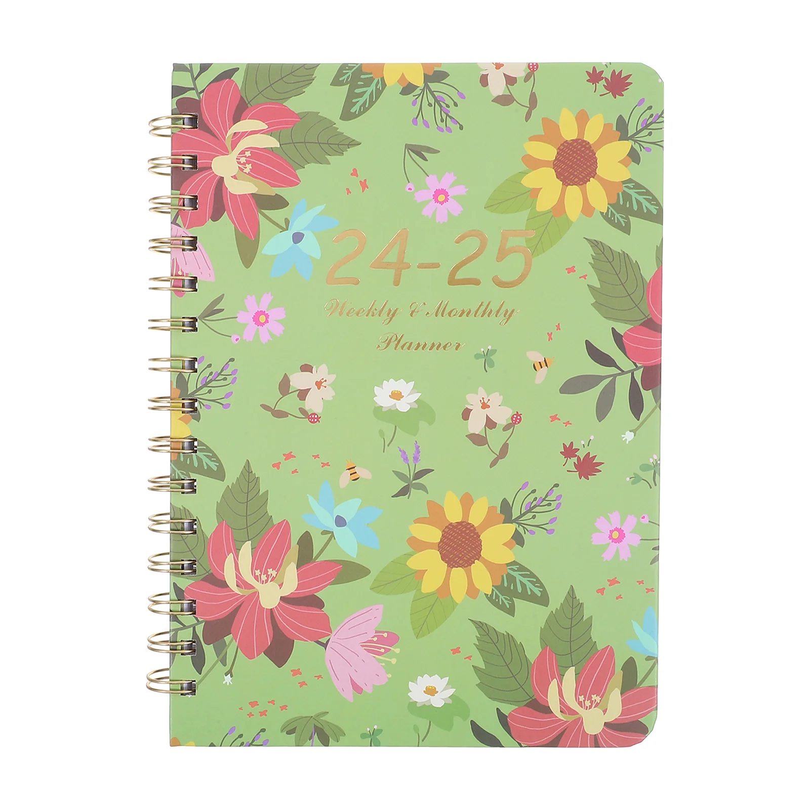 2024 -2025 Notebook Bloemenspiraal De Etiketstickers Afspraak Verticale Wekelijkse Planner Maandelijks Time Management