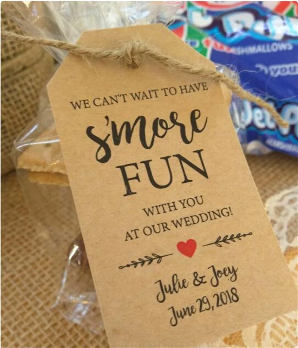 

25PCS Engagement Party Favors, Can't wait to have S'more Fun, Wedding Favor Tags, Party favors come with Tags, Bags and Twine