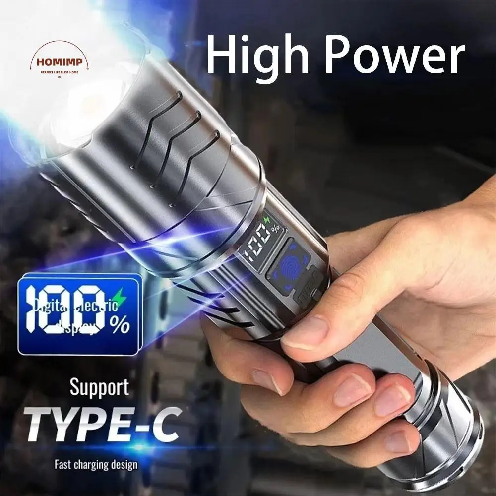 

Long Range Powerful LED Flashlight 3 Modes Lighting Waterproof Portable Hand Lamp with Display Screen Handheld