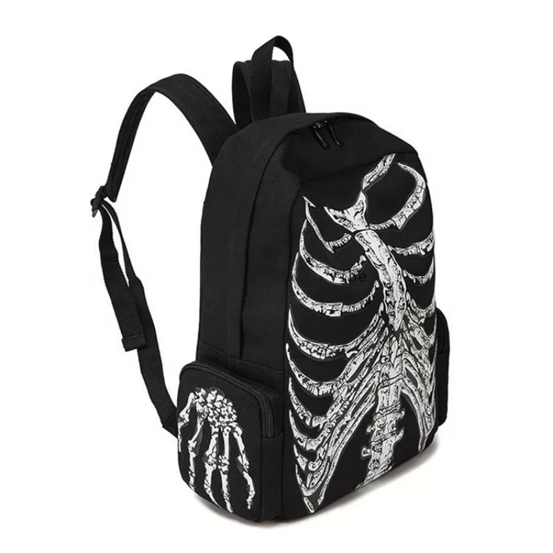 Women Y2k Aesthetic Gothic Black Backpacks Harajuku Punk Trendy Skull Bags Men Personality Fashion Vintage Schoolbags Japanese