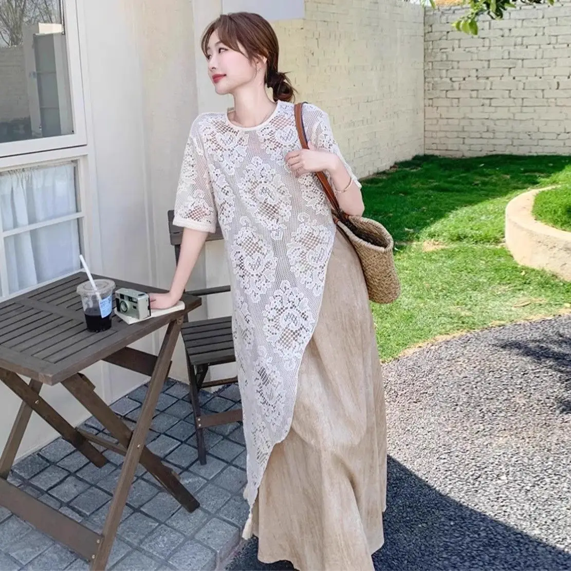 Fashionable Women's Set 2026 Irregular Lace Hoodie Loose and Slimming Strap Skirt Elegant Women's Two Piece Set