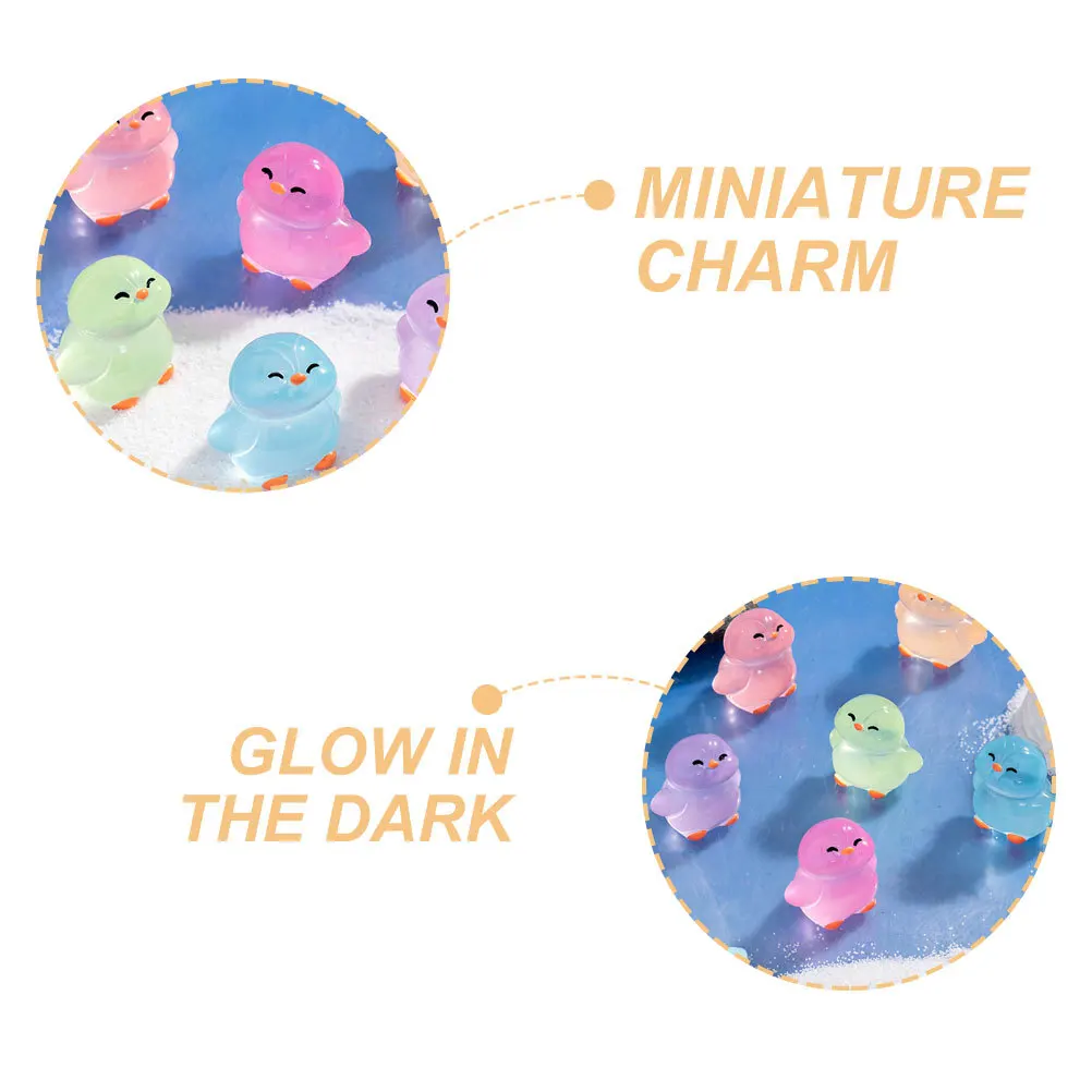 12 قطعة من الراتنج المصغر يتوهج في الظلام على شكل بطريق ديكورات البطريق الصغيرة المضيئة لمناظر طبيعية صغيرة للحديقة #2