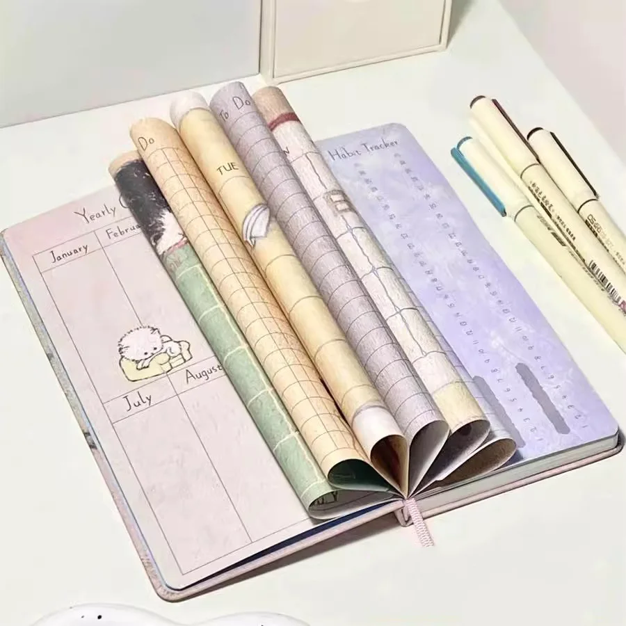Cute Little Elephant Notebook Color Inner Page Cartoon illustration Daily Planner Portable Schedule Planning Pocket Book