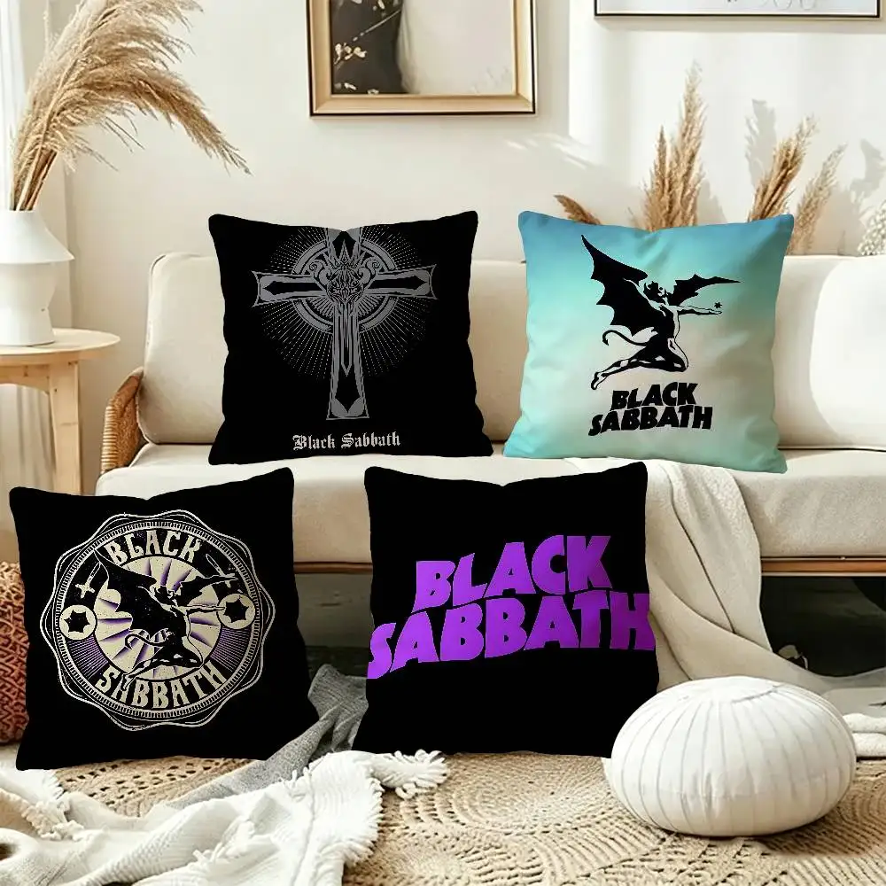 B-Black S-Sabbaths Band Office Cushion Pillowcase Car Cushion Cover45X45CM Lumbar Pillowcase Sofa Pillowcover