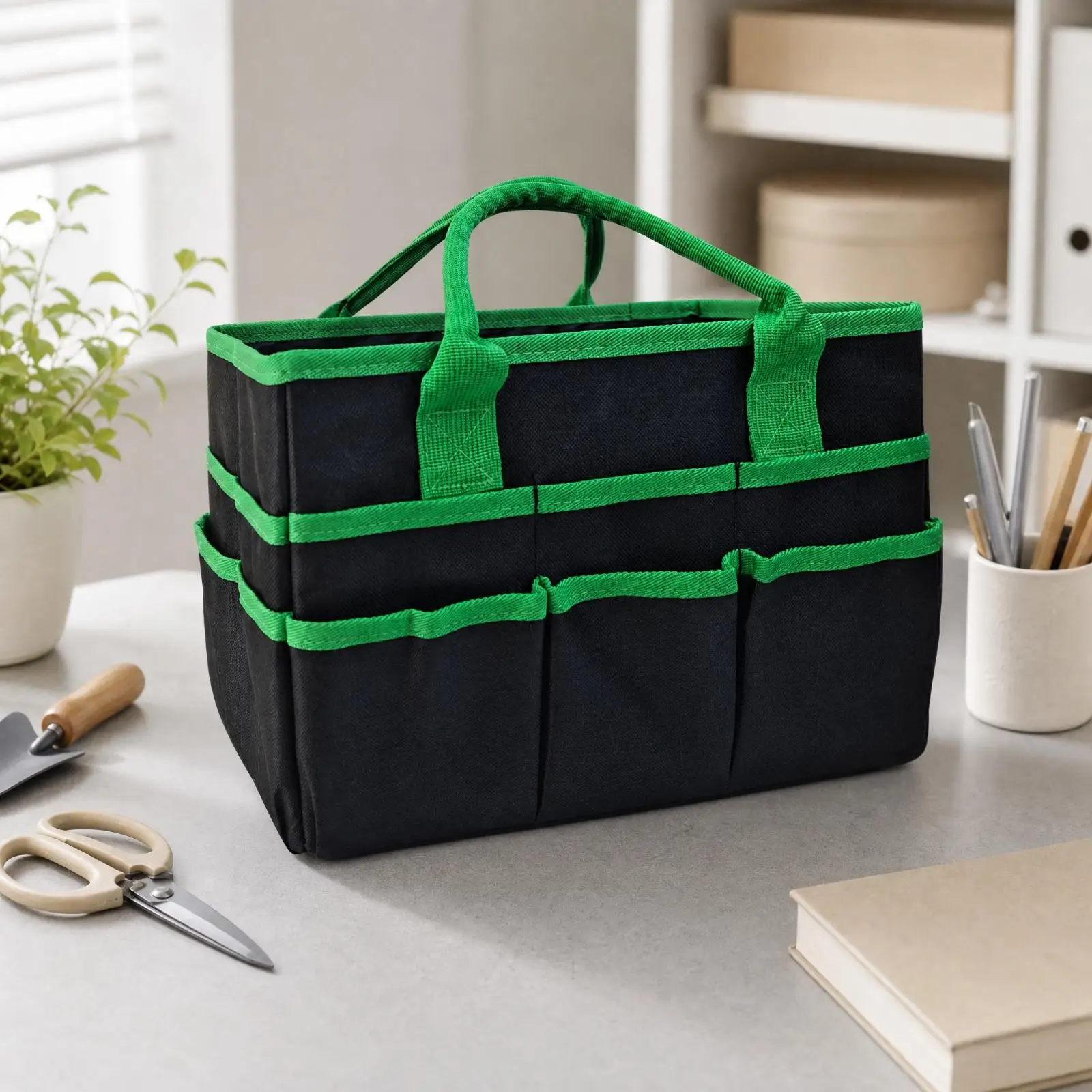Lightweight Multi Pocket Tote for Teacher 600D Oxford Cloth Bag with Interior Separators and Exterior Pockets for Home