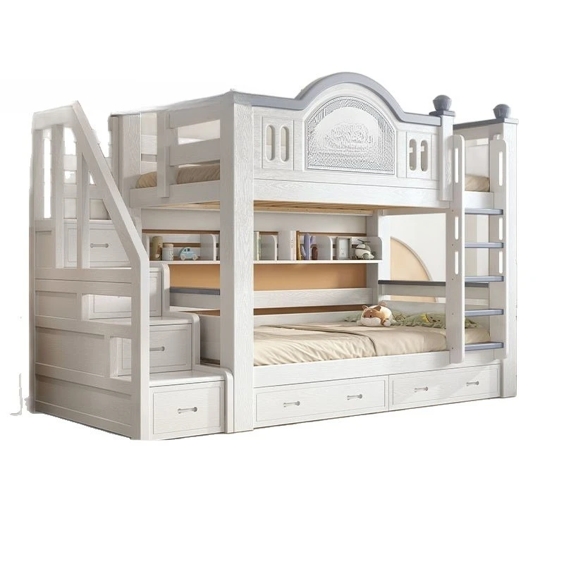 and low bunk bed, small apartment type child and mother bed, environmentally friendly children's bed, thickened with drawers
