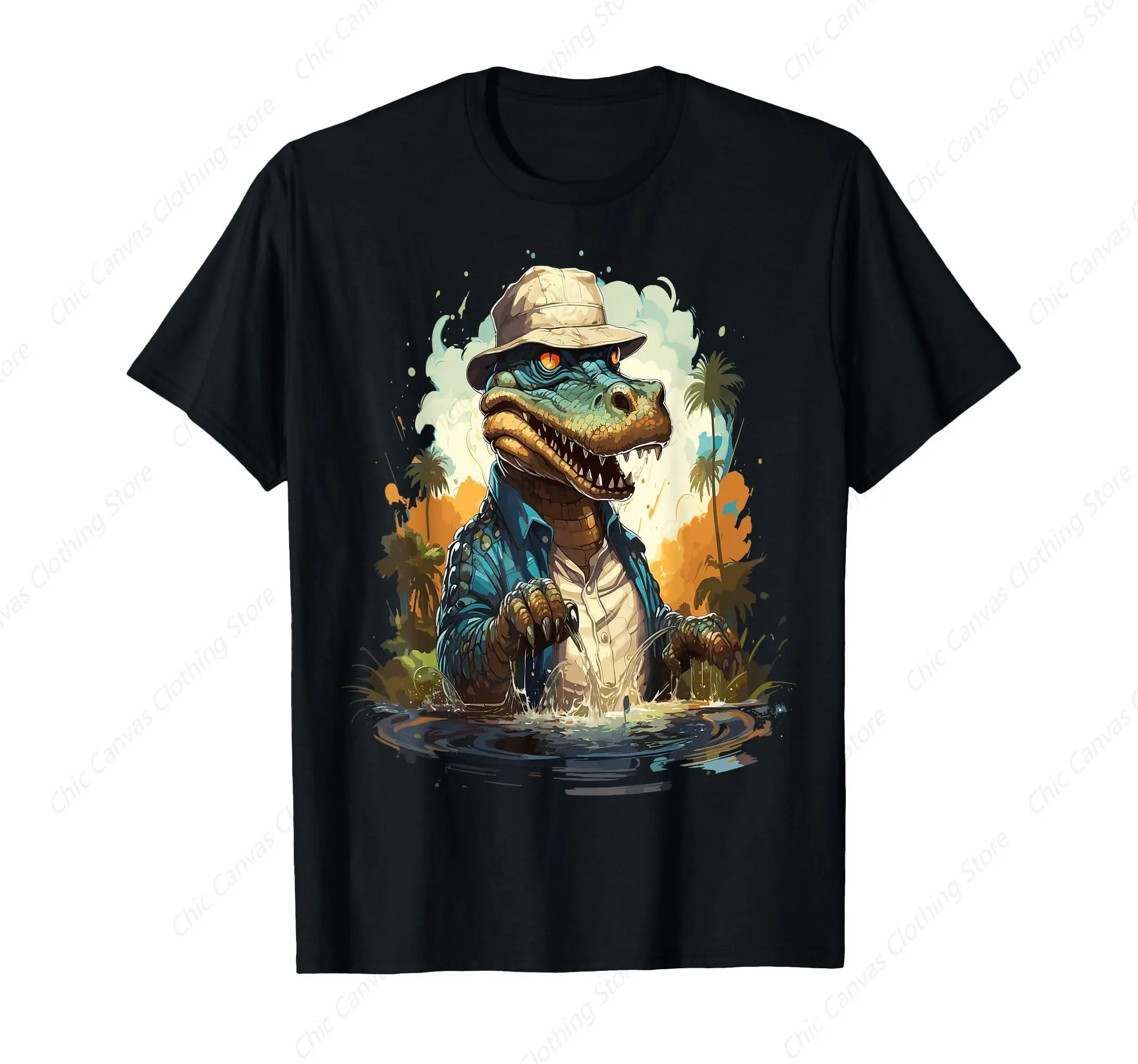 Cool Crocodile Crocodile Animal Master Men's and Women's T-shirts Cool Fashion Printed Men's Cotton Casual Shirt