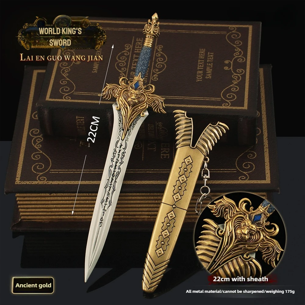 22cm/8.66in Lich King Game Peripherals Samurai Swords Sheathed Swords Cosplay Metal Weapon Model Desktop Ornament Boy Gifts Toys