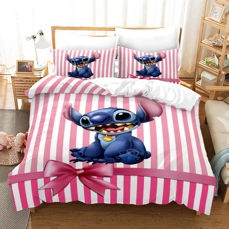 Disney Stitch Bedding Set Duvet Cover Sets Cartoon Bedspread Single Twin Full Queen King Size Bedclothes Kids Boys Girl Gift