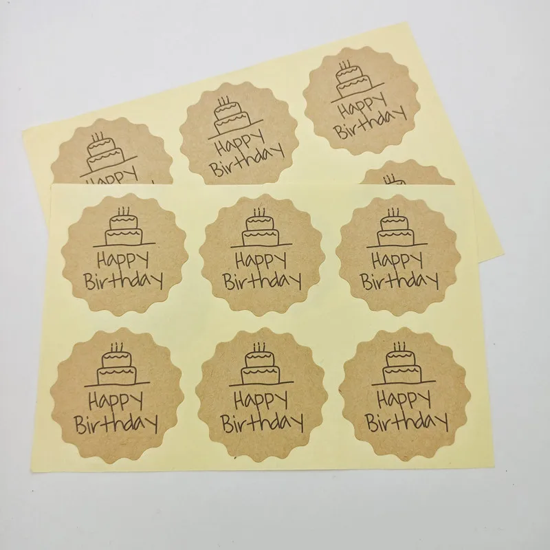 Happy Birthday Seal Sticker Handmade Kraft DIY Gift Box Decorative Party Gifts Package Labels Envelope Seal 3.8cm 120Pcs