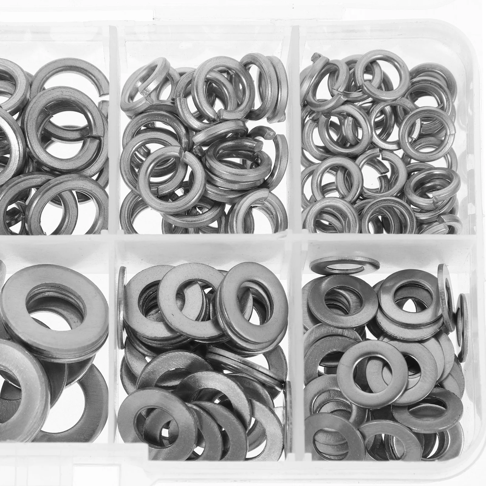 

200 Pcs Stainless Steel Washer Set Spring Assortment Kit for Screws Bolts Washers Metal Assorted Flat