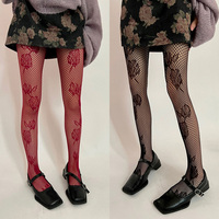 Sexy Women Rose Floral Jacquard Fishnet Tights Hollow Out Mesh Fishnet Pantyhose Y2K Style Club Wear  Valentines Gift