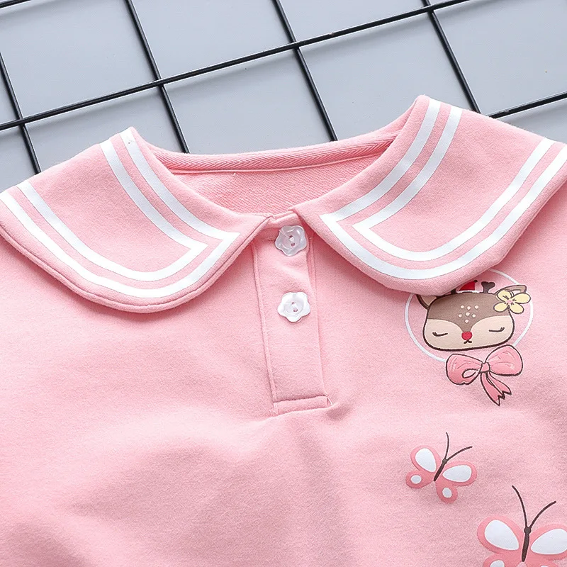 Toddler Girl Clothes Doll Collar Long Sleeve Pullover Sport Pant 2Pcs Set Baby Tracksuit Korean Style Kid Outfit Sweatshirt A505