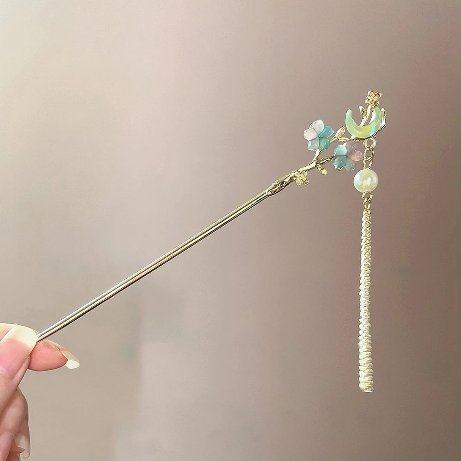ผู้หญิงผม Sticks ส้อมสาวผู้ถือหางม้าเครื่องประดับดอกไม้ลูกปัด Retro จีน Hairpins อุปกรณ์เสริมผมของขวัญ