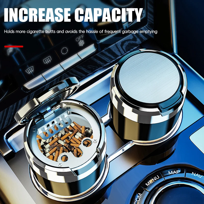 

Car Cigarette Ashtray Universal Car Ashtray With LED Light Flame Retardant Cigarette Holder Box Portable Smokeless Accessories