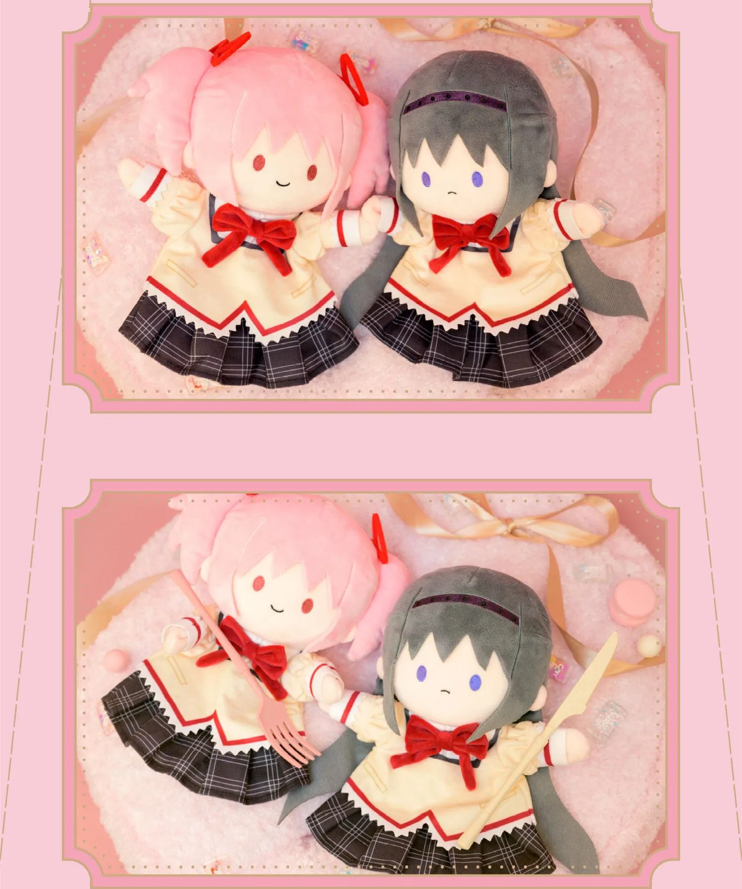 Oficial 25cm 42cm kaname madoka akemi homurahand fantoches pelúcia boneca roupas ornamentos anime figura brinquedo crianças presentes