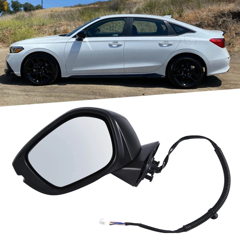 Car Electric Rear View Mirror Assembly For Honda Civic 2022 2023 Reversing Mirror 5-Wire W/ Power Heated Function-N29R