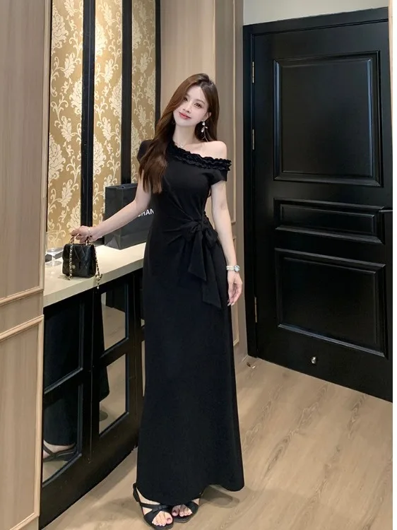 

Новое летнее женское платье больших размеров с поясом, А-силуэт, корейская версия, с завышенной талией, коротким рукавом, миди, цвет древесины