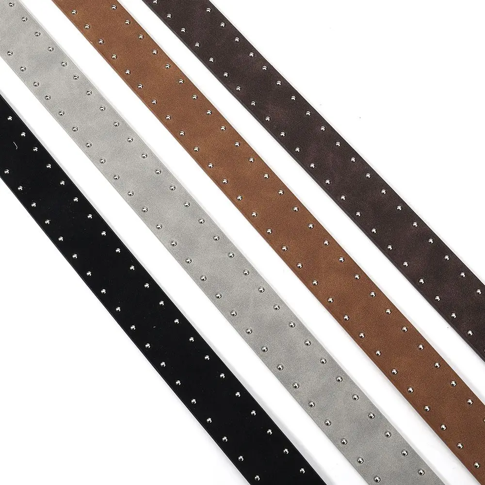 

Vintage PU Leather Suede Rivet Belt Black Retro Pin Buckle Waistband Punk Metal Y2K Belt Jeans Accessories