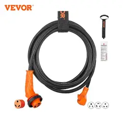 VEVOR 30A/50A RV Power Cord 15/25/30/50 Feet Heavy Duty Generator Cord with LED Indicator Handle 15A Adapter for RVs Powe Supply