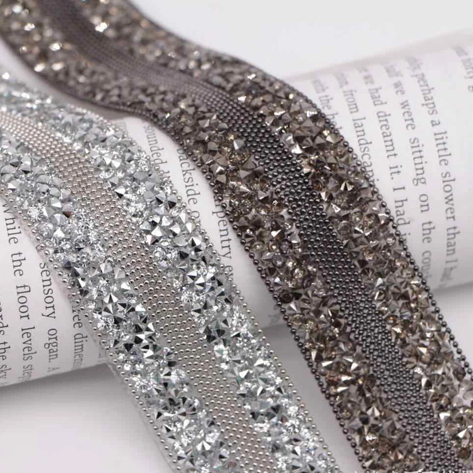 50cm Sheet Banding Trim Crystal Motif Strass Hot Fix Rhinestone Tape Applicator Ribbon Diy Dress Wedding Clothing Accessories