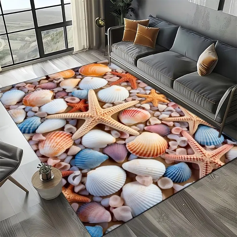 

27 Style Starfish Beach Shell Sea Star Sand Carpet Rug for Living Room Bedroom Home Sofa Decoration,Kids Play Non-slip Floor Mat