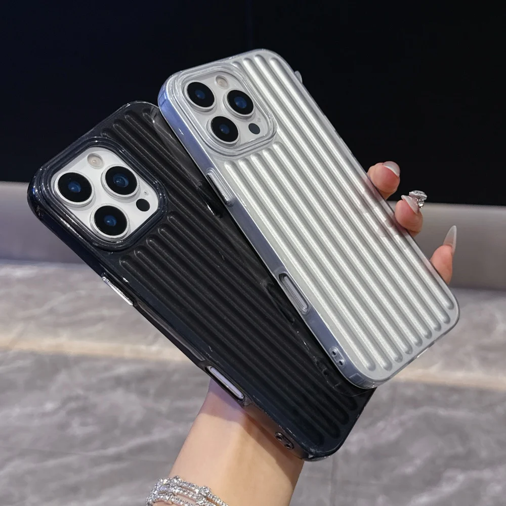 Vertical Stripe Frosted Bumper Case for iPhone 17 Air 16 16E 15 14 Pro Max Plus 13 12 11 SE4 Shockproof TPU Luxury Phone Cover - view 5