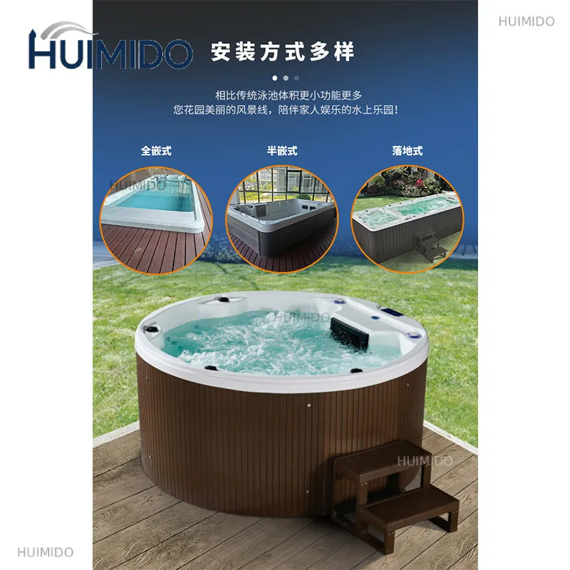 Round luxury outdoor large pool Heng hot spring bath multi-person massage spa spa hotel villa multi-function bath