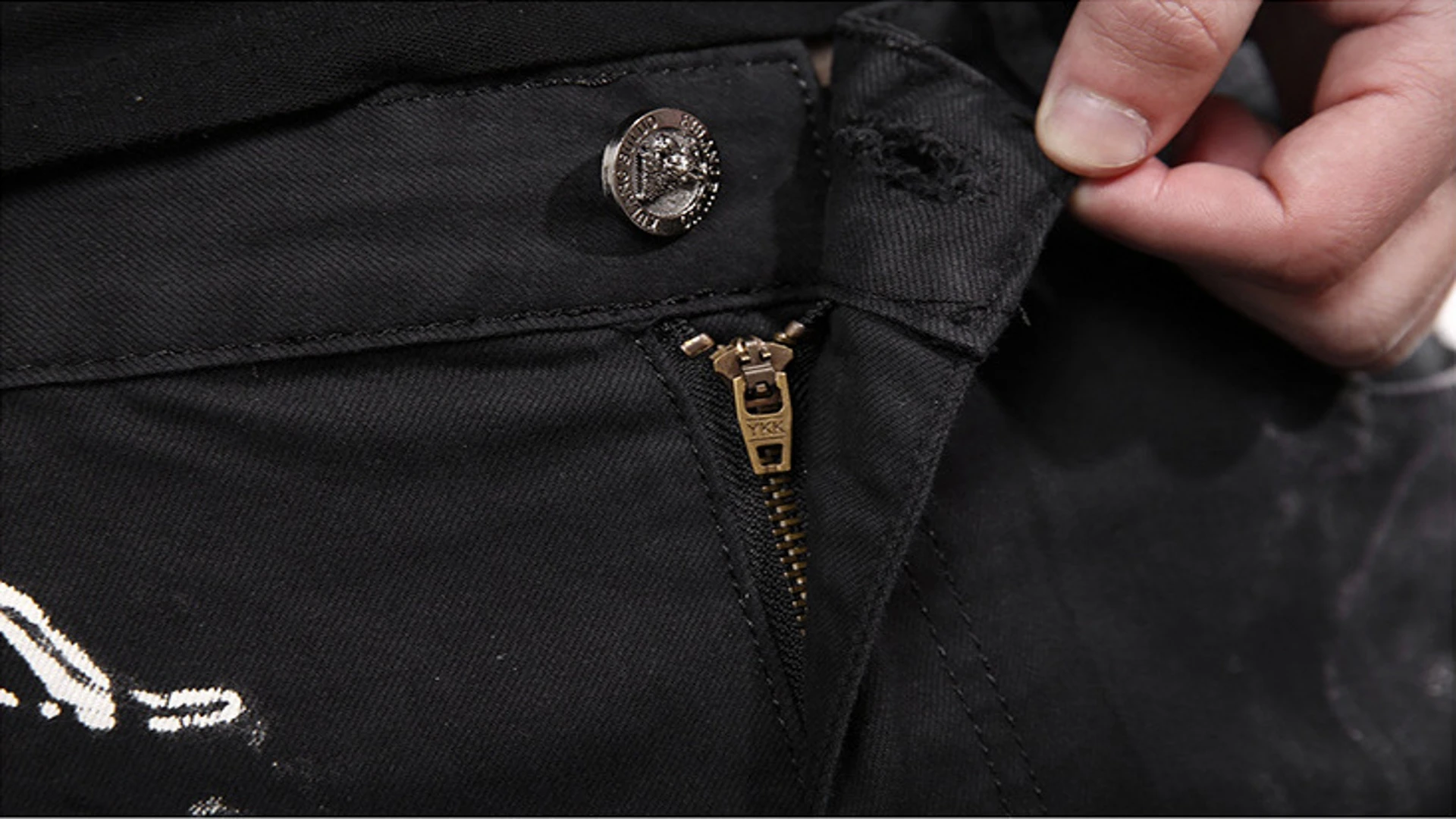 ฤดูใบไม้ผลิผู้ชายแฟชั่น Slim Casual บุคลิกภาพกางเกงสีดํามังกรจีนพิมพ์กางเกงยีนส์ชาย PLUS ขนาดนักร้องพิมพ์กางเกง