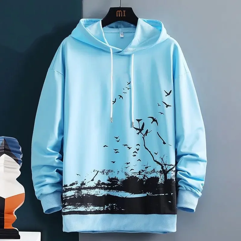 Autumn Fashion Letter Print Men's Hoodies 3D Printed Simple Design Outdoor Street Hip Hop Hooded Sweatshirt Loose Casual Clothes