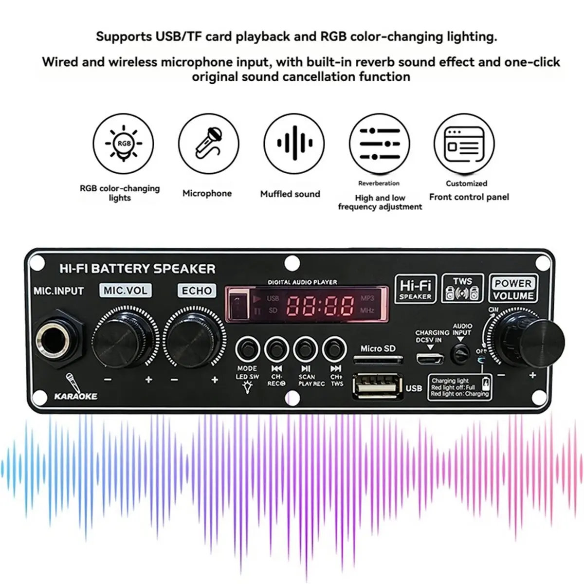 update. 2X10W 3.7V Amplifier Board Square Dance 20W Speaker Recording Amplifier Support Bluetooth AUX U-Disk Home Theater DIY view 4