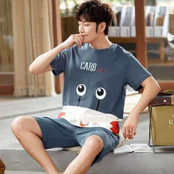 Plus Size L-3XL Cotton Homewear For Men Sleep Tops Shorts 2 Pieces Set Sleepwear Male Nightwear Cartoon night clothes Drop Ship