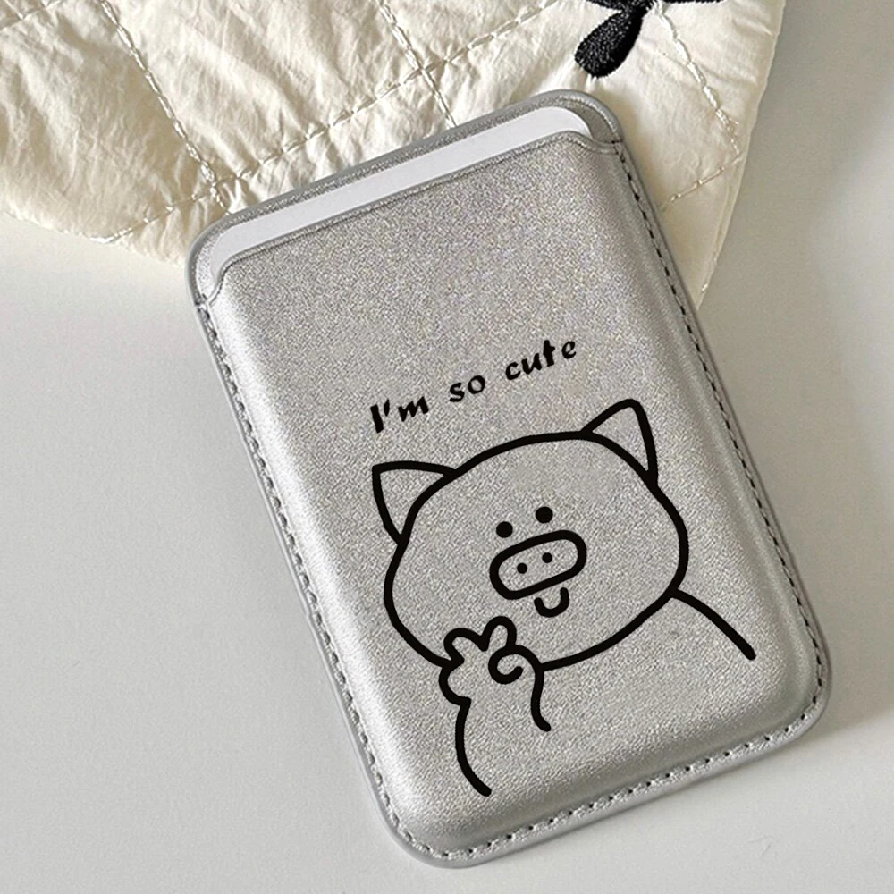 Einfache Leder-Kartenhülle mit Paar-Motiv für Magnetische Hüllen, Geeignet für alle iPhone Magsafe Karten-Handytaschen – Detail 1