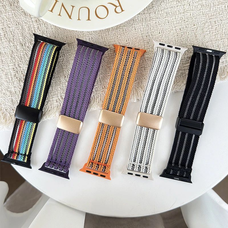 Magnetic Nylon Strap for Apple Watch Band Ultra 3 2 49mm 45mm 46mm Bracelet Iwatch Series 11 10 9 8 7 SE 6 38 42 41mm 44mm 40mm