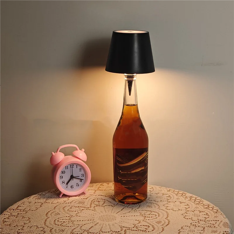 

AT63-3X LED Bottle Light Touch Wireless Table Lamp 3 Colors Bottle Lamp For Indoor/Outdoor Restaurants And Bars Black