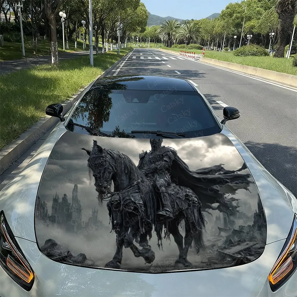 

Потрясающий автомобильный капот с рисунком темного рыцаря, наклейки с художественным узором, подходят для всех моделей автомобилей, аксессуары для автозапчастей, декор