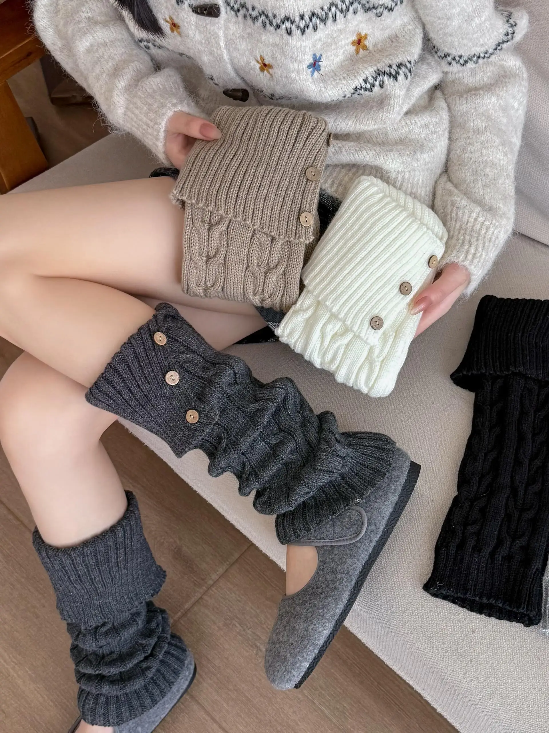 

Утепленные шерстяные вязаные брюки-трубы для женщин, осенне-зимние, длинные, повседневные, с пуговицами, для дам