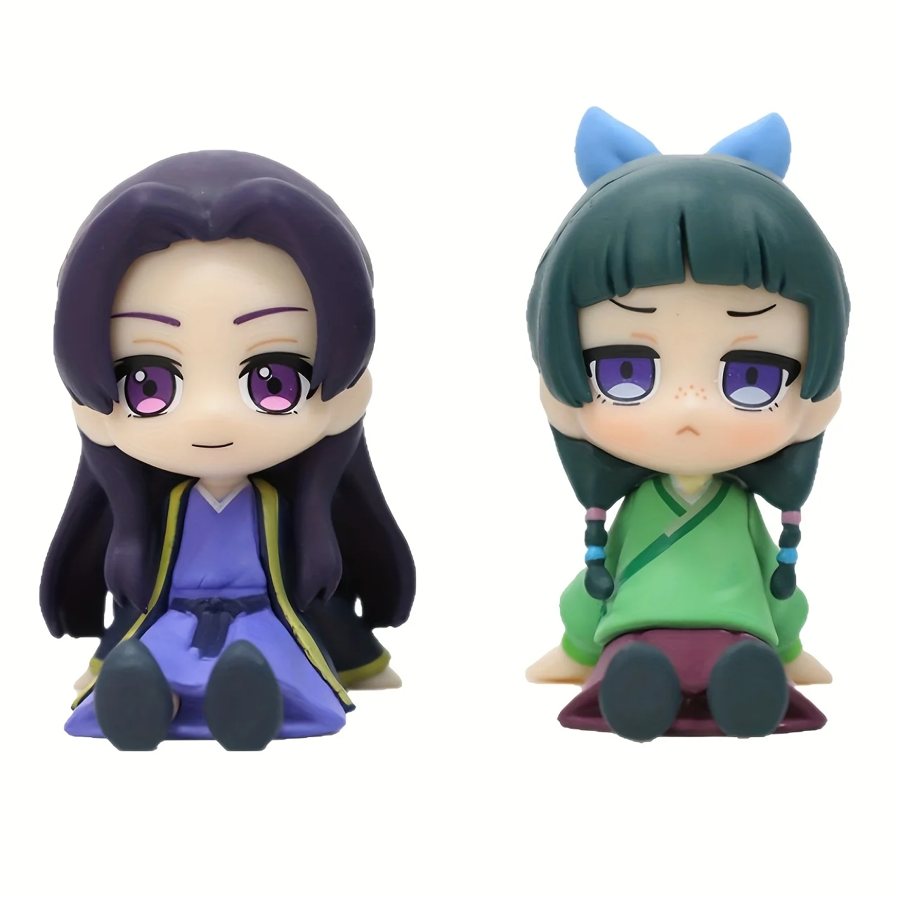 Two popular anime characters in chibi style, game characters, figurines, ornaments, statues, fan collectibles, Christmas, Hallow