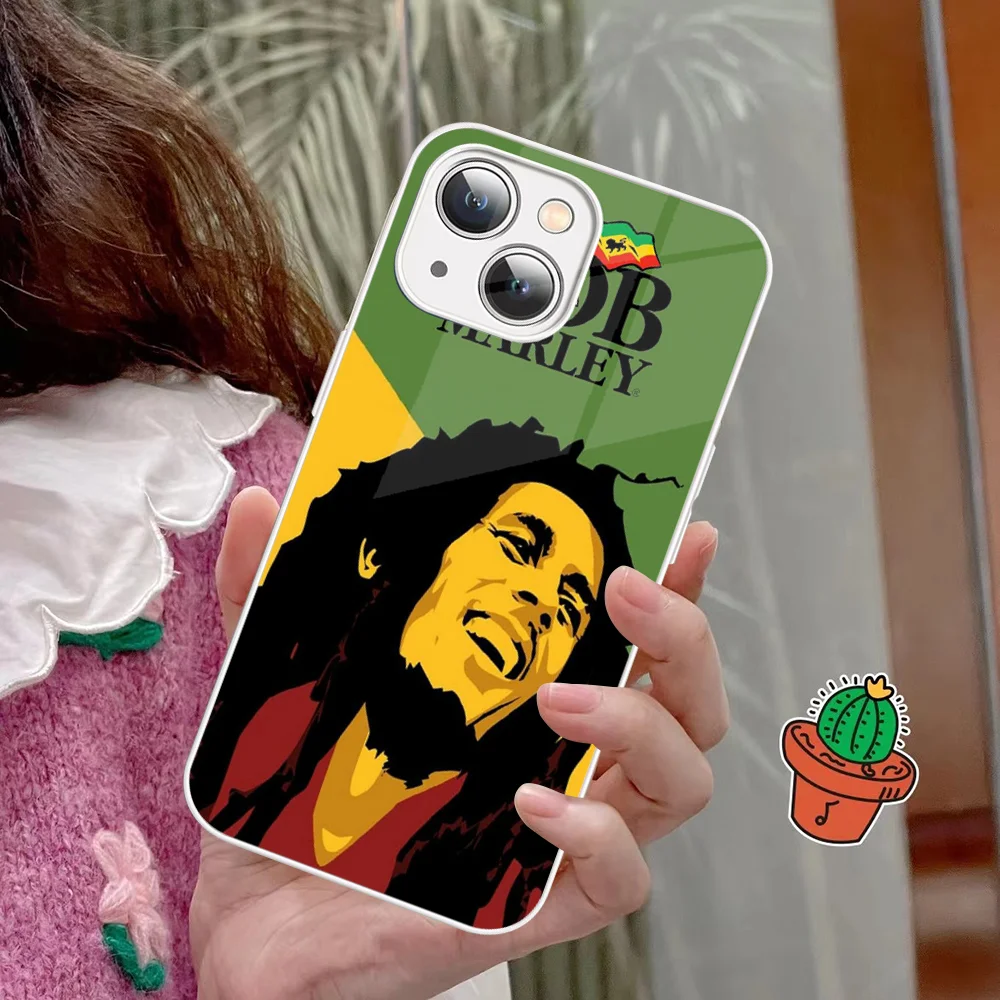 Bob Marley Rasta Lion Phone Case Tempered Glass For iphone 14 13 12 11 Pro Mini XS MAX 14Plus X XS XR Fundas