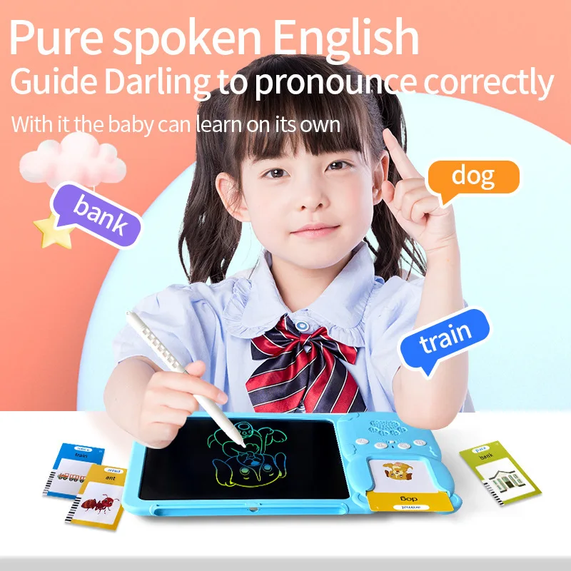 Early Educational Learning Device 2 in 1 Talking Flash Cards Writing Tablet Kids Graffiti Sketchpad Toys Children Learning Toy