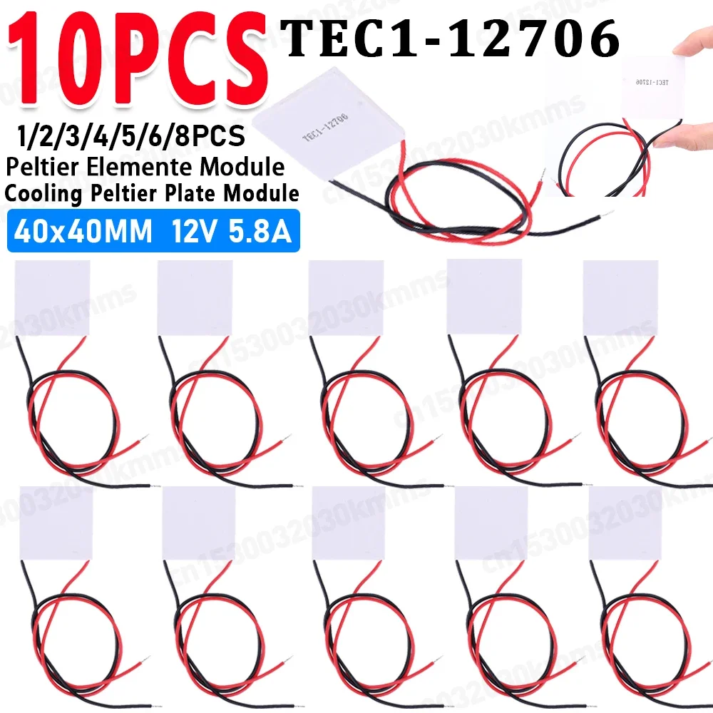 1-10 pz TEC1-12706 dissipatore di calore termoelettrico dispositivo di raffreddamento 12V 5.8A Peltier modulo Elemente 40x40MM per il raffreddamento