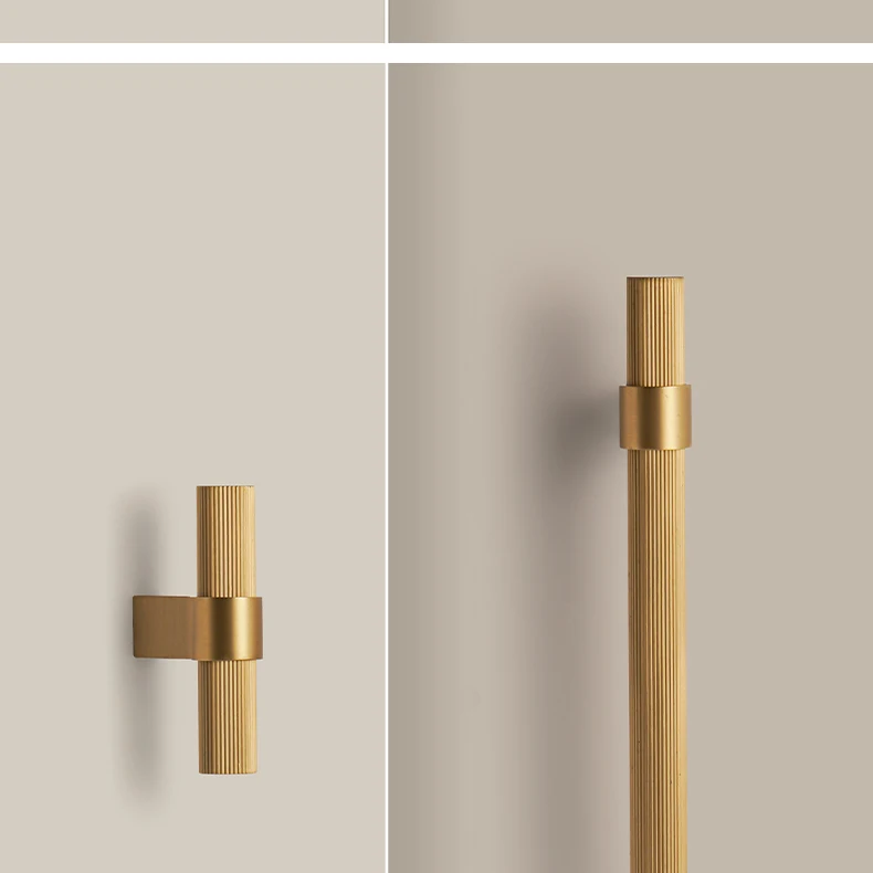 SAILANKA Messing-Möbelgriffe, modern, gestreift, für Schrank, Kleiderschrank, Kommode, Schuhkarton, Schublade, Schrankknöpfe, T-Stange – Detail 8
