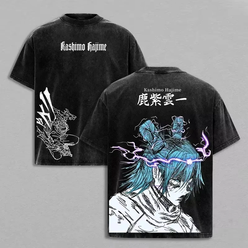 Jujutsu Kaisen Kashimo Hajime Grafik-T-Shirt Herrenbekleidung Damen Baumwoll-T-Shirt Washed Tee Harajuku Herren 2026 Sommer T-Shirt