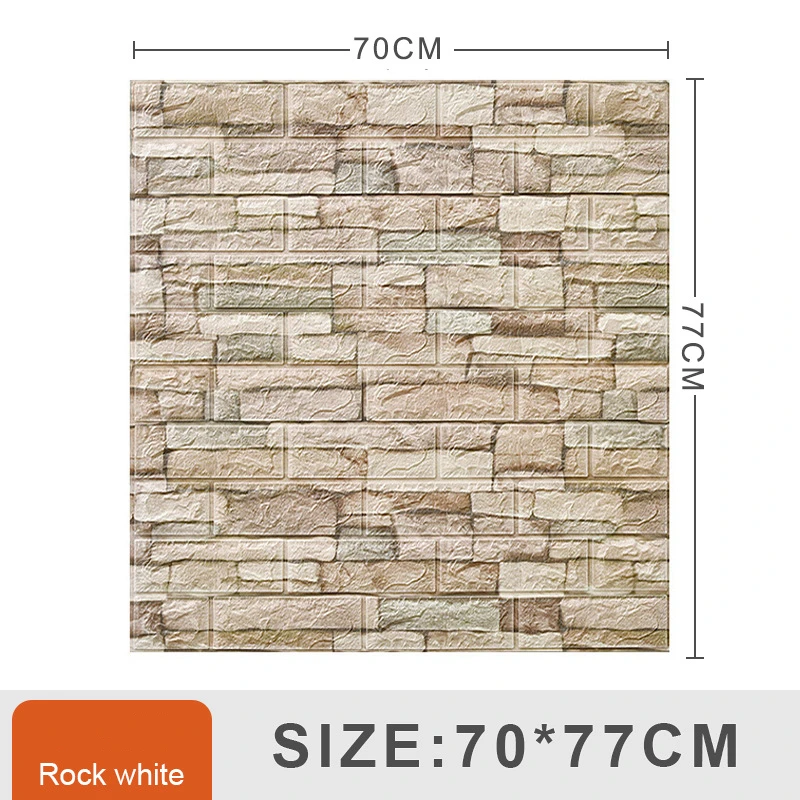 One Piece Rock Tile 3D Soft Foam DIY Wallpaper Sticker Self Adhesive 77*70cm Living Room TV Background Kitchen Bathroom Decor