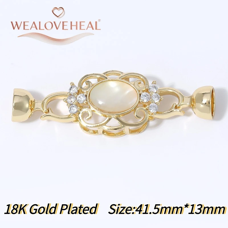18K vergoldeter Messing-Blumenperlenverschluss, mikrobesetzter CZ-Blumenverbinder mit ovalem Zentrum und Schalenenden für DIY-Schmuckherstellung – Detail 19
