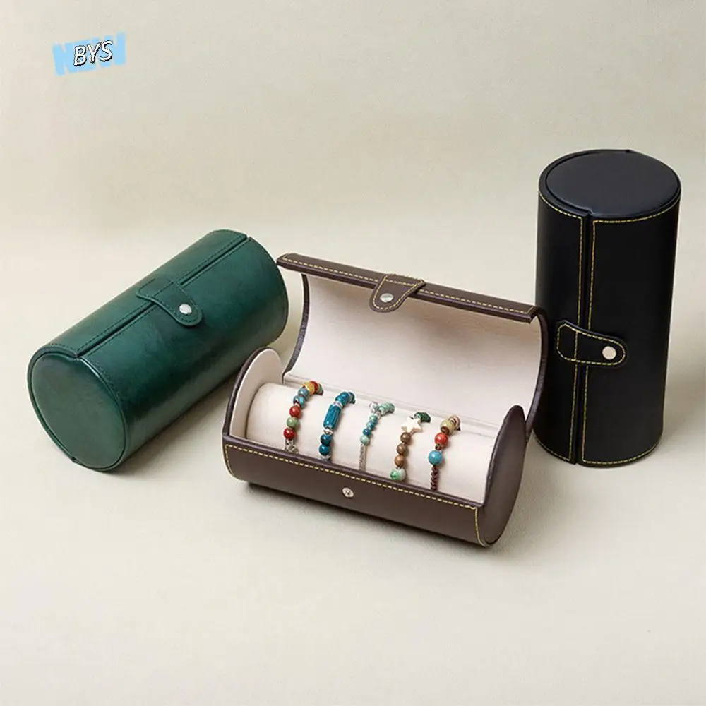 

Портативный рулон часов, дорожный футляр, винтажная коробка для часов из искусственной кожи, компактная цилиндрическая стойка для хранения браслетов, дорожное использование
