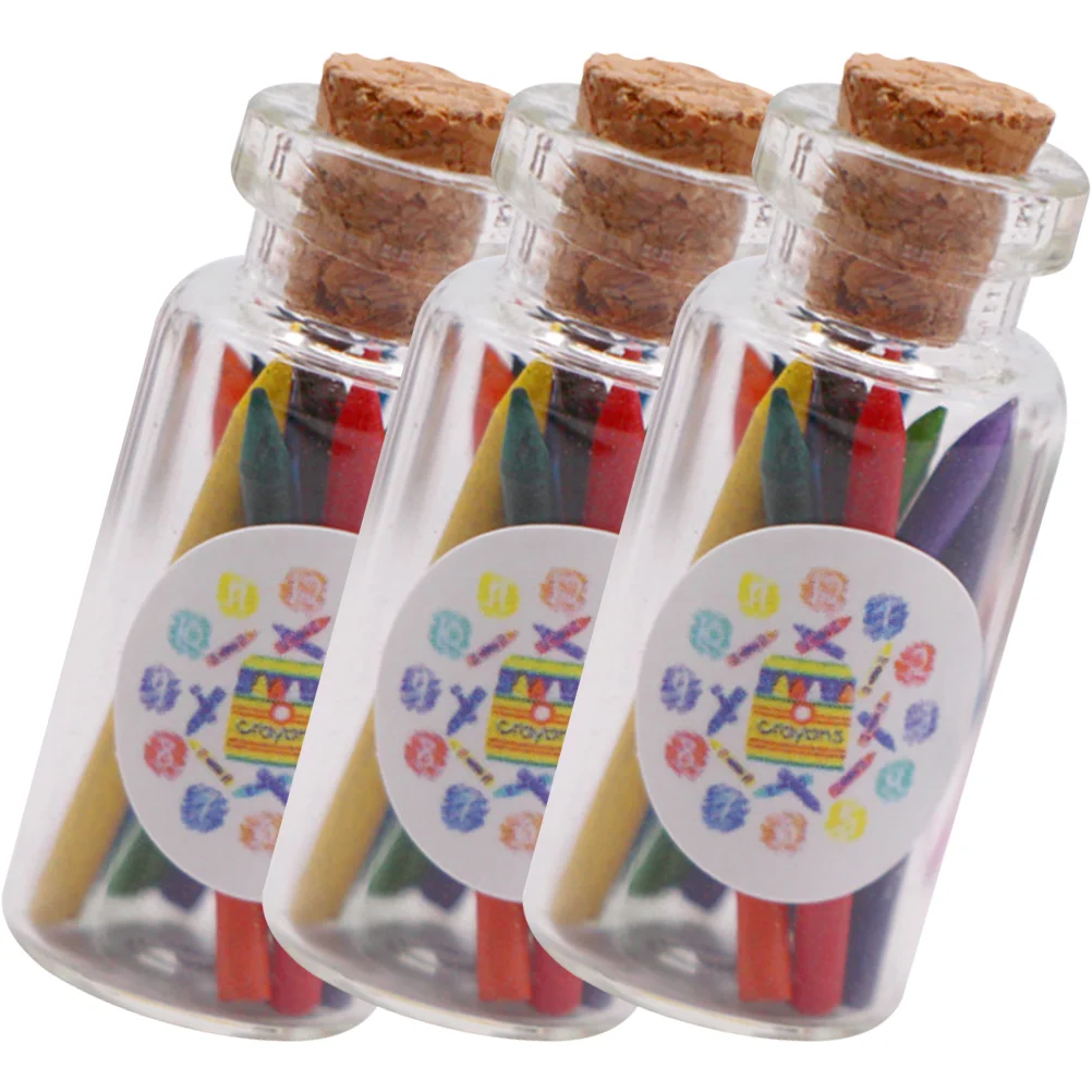 3 Set Mini Food Toys Dollhouse Crayons Bottled Small Models Decor Accessory Miniature Decoration