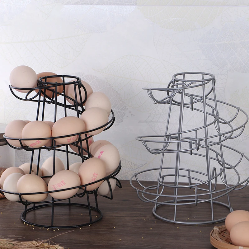 Kitchen Egg Rack Spiral Storage Rack Iron Practical Egg Spiraling Dispenser Rack Basket Storage Multi-functional Rack