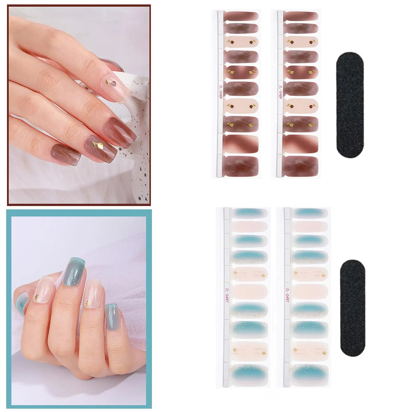 Enveloppes d'ongles complètes pour femmes, patchs d'ongles en gel, autocollants pour filles de salon, 20 pièces